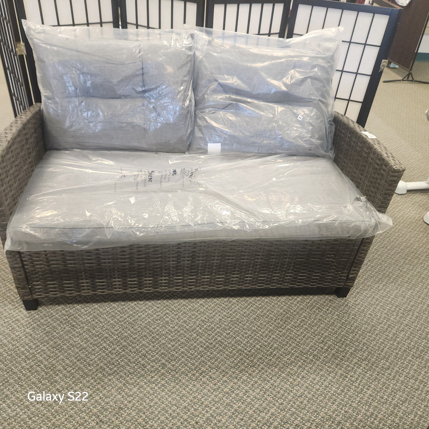 Patio Rattan Conversation Sofa - Grey (Fully Assembled)