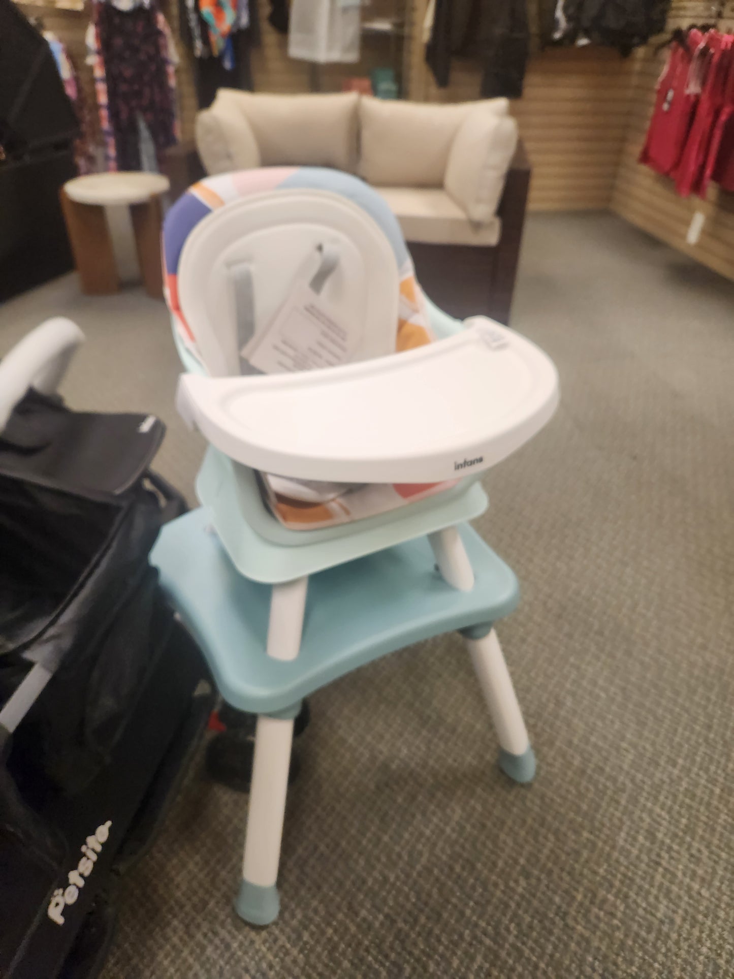 INFANS 8 in 1 Baby High Chair, Convertible Highchair for Babies and Toddlers - Light Blue