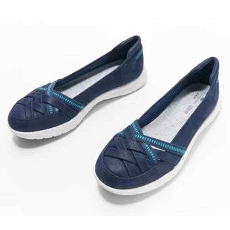 clarks poppy navy marine cloud stepper, size 11w