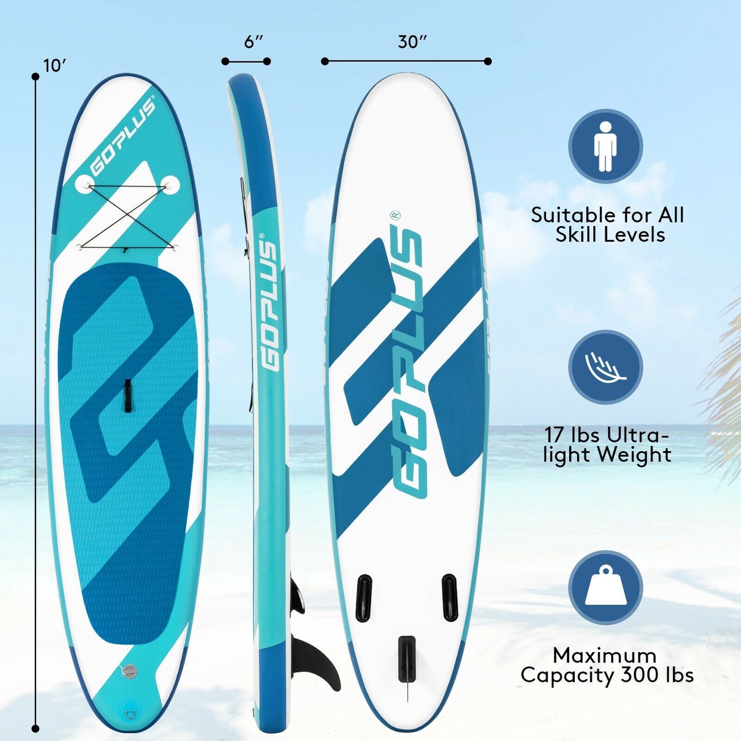 10 ft Inflatable Stand Up Paddle Board 6Inch Thick