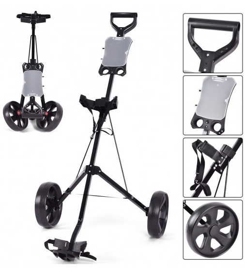 Folding 2 Wheels Push Pull Golf Cart Trolley w/ Scoreboardn not assembled