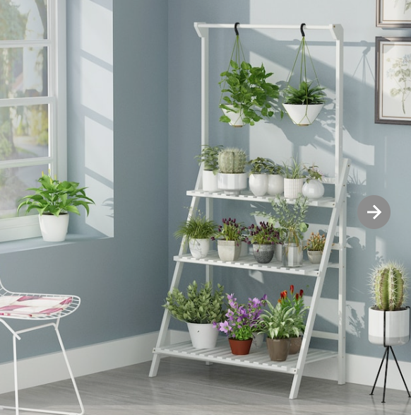 Folding Plant Stand with Hanging Rod