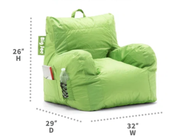 Dorm Standard Bean Bag Chair by Big Joe, lime green