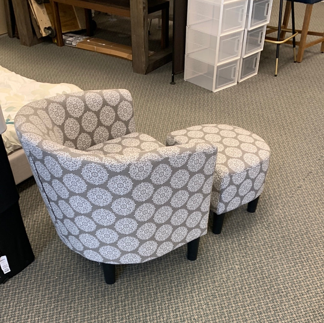 Jazman 25.5`` wide barrel chair with ottoman