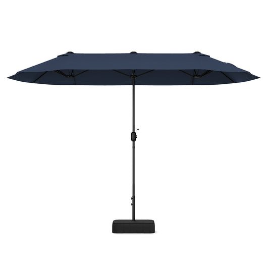 13 Feet Double-Sided Patio Twin Table Umbrella with Crank Handle-Navy (Assembled)