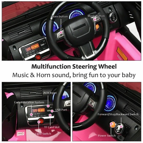 12V Kids Remote Control Riding Truck Car with LED Lights-Pink, assembled