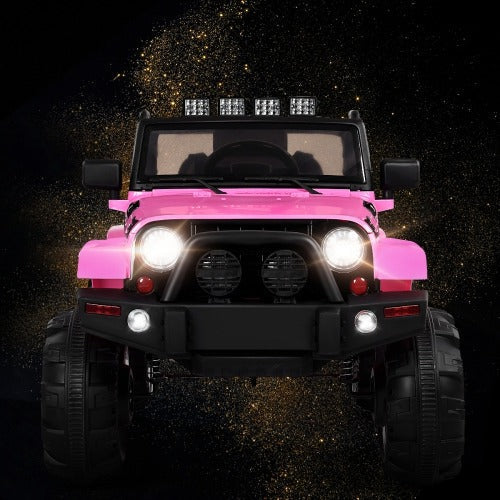 12V Kids Remote Control Riding Truck Car with LED Lights-Pink, assembled