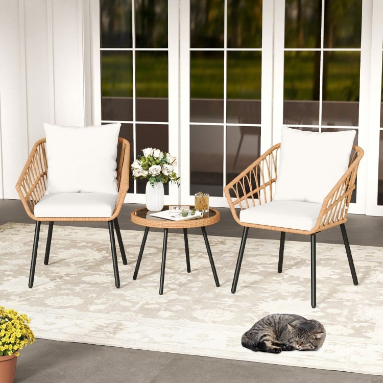 3 Piece Patio Bistro Set with Heavy Duty Metal Frame, fully assembled