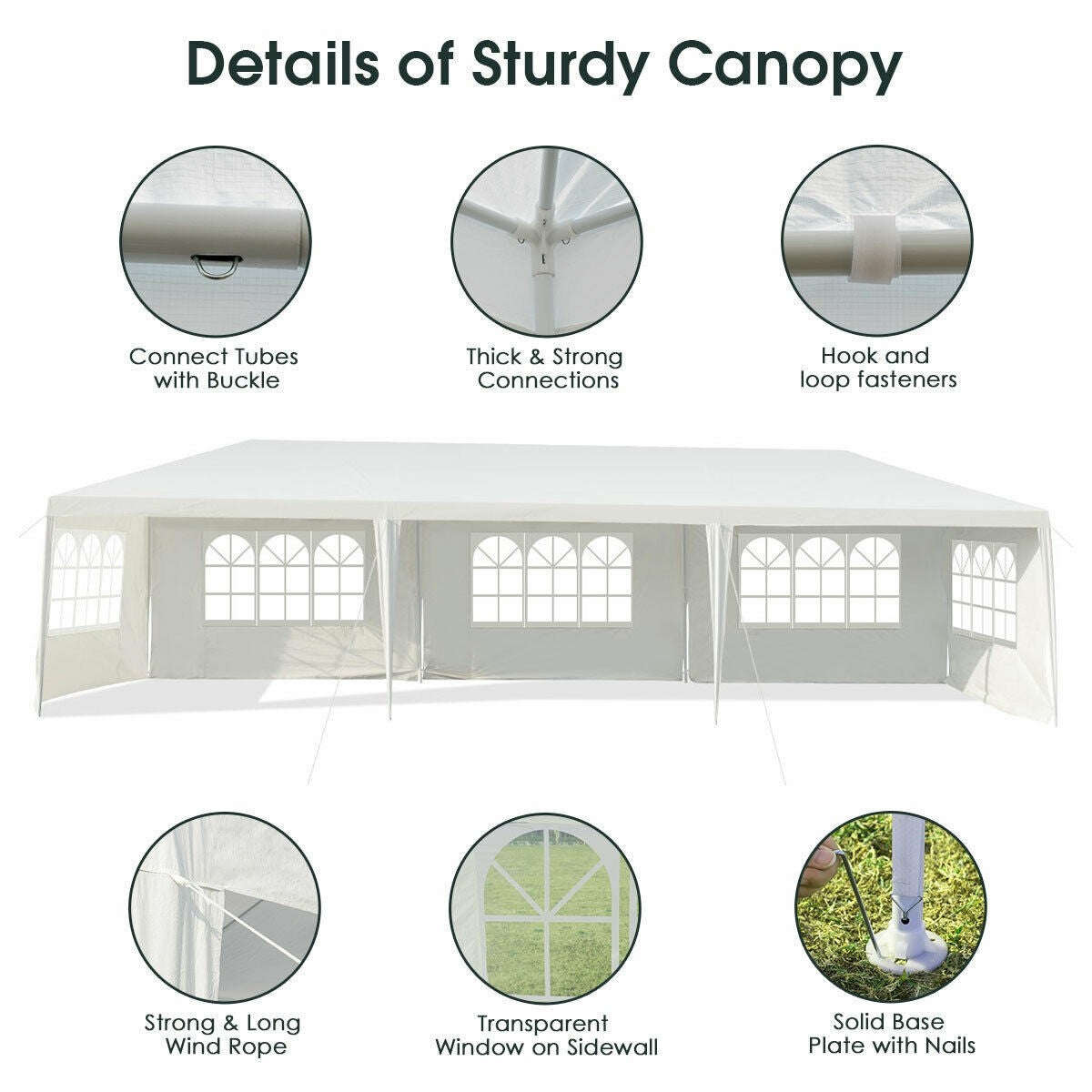 10 x 20 Feet Outdoor Party Wedding Canopy Tent with Removable Walls, customer return