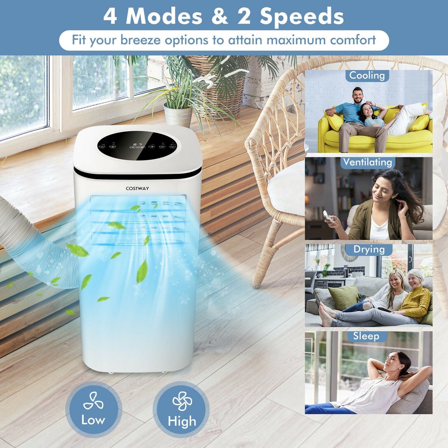SPECIAL, 9000 BTU 3 in 1 Portable Air Conditioner with Fan and Dehumidifier, remote