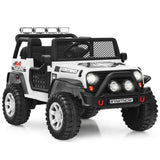 12V Kids Remote Control Electric  Ride On Truck Car with Lights and Music-White (1 Box, Unassembled)