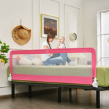 71 Inch Extra Long Swing Down Bed Guardrail with Safety Straps-Pink (Copy)