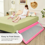 71 Inch Extra Long Swing Down Bed Guardrail with Safety Straps-Pink (Copy)