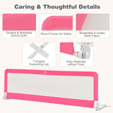 71 Inch Extra Long Swing Down Bed Guardrail with Safety Straps-Pink (Copy)