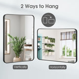 22"x 30"Bathroom Wall Mounted Mirror Aluminum Alloy Frame Decor