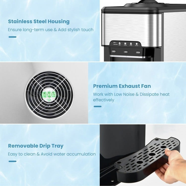 3-in-1 Water Cooler Dispenser with Built-in Ice Maker and 3 Temperature Settings
