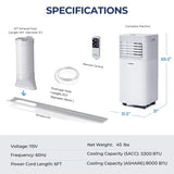 8000 BTU Portable Air Conditioner 3-in-1 Air Cooler w/Dehumidifier & Fan Mode - FP10110US-WH