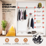 Adjustable Closet Organizer Kit with Shelves and Hanging Rods for 4 to 6 FT-Gray, (1 Box)