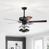 50 Inch Noiseless Ceiling Fan Light with Explosion-proof Glass Lampshades-Black (1 box)