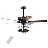 50 Inch Noiseless Ceiling Fan Light with Explosion-proof Glass Lampshades-Black (1 box)