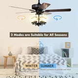 50 Inch Noiseless Ceiling Fan Light with Explosion-proof Glass Lampshades-Black (1 box)