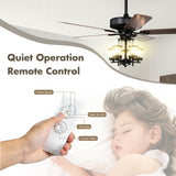 50 Inch Noiseless Ceiling Fan Light with Explosion-proof Glass Lampshades-Black (1 box)