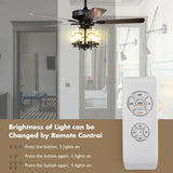 50 Inch Noiseless Ceiling Fan Light with Explosion-proof Glass Lampshades-Black (1 box)