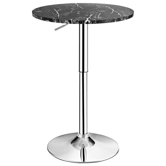 360 Degree Swivel, Round Height Adjustable Bistro Bar Table - Black (Assembled)