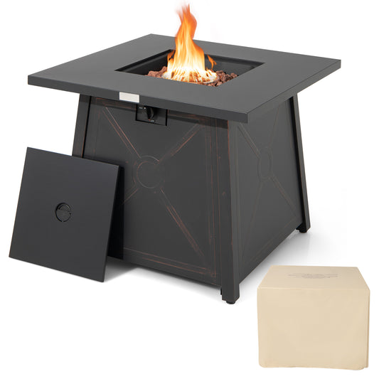 30 Inch Square Propane Gas Fire Table with Waterproof Cover, 1 box, unassembled
