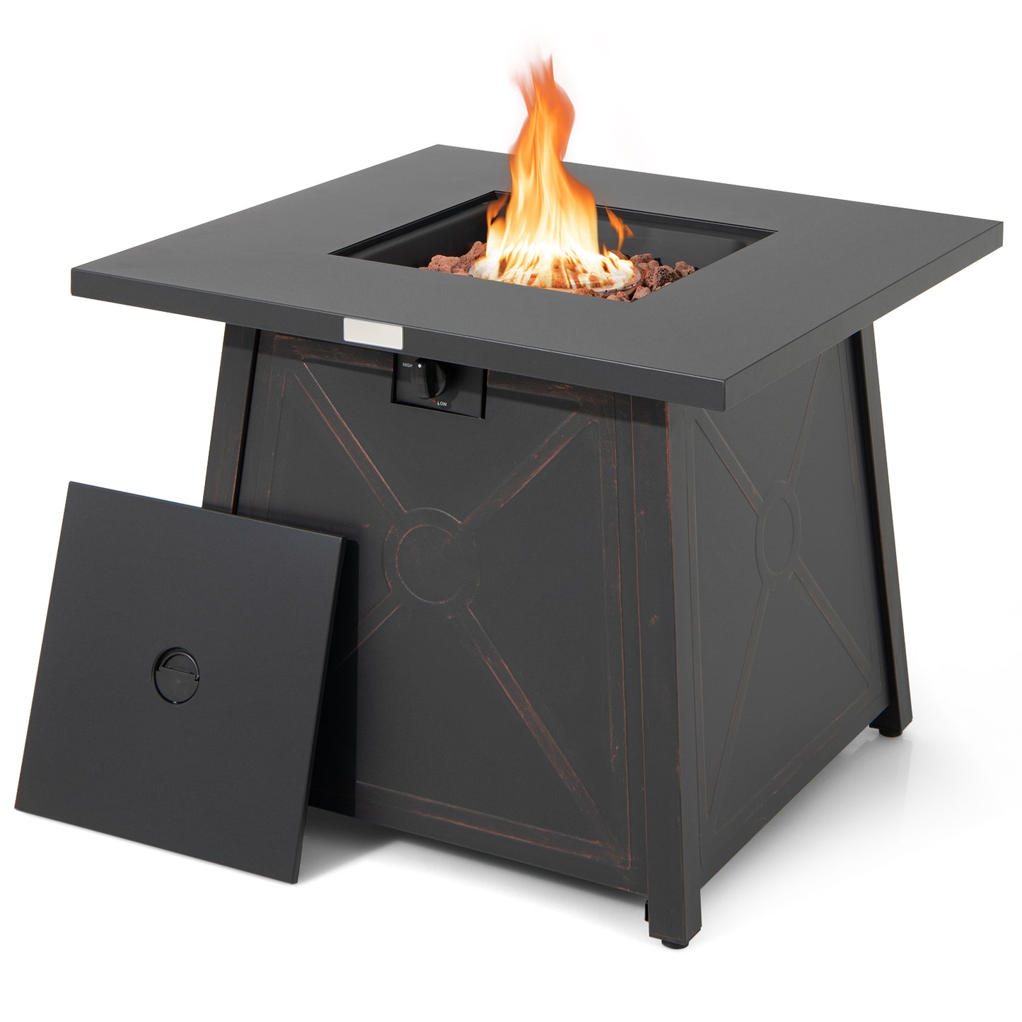 30 Inch Square Propane Gas Fire Table with Waterproof Cover, 1 box, unassembled