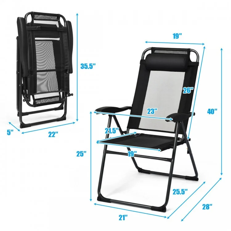 Patio Adjustable Folding Recliner Chair with 7 Level Adjustable Backrest