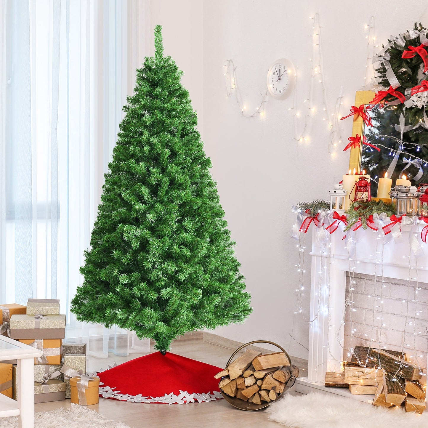 6 Feet Pre-lit Fiber Optic Artificial Christmas Tree with 617 Branch Tips