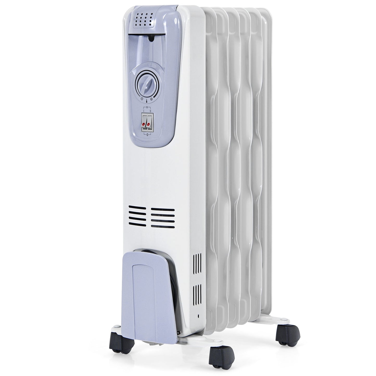 1500W Oil Filled Radiator with Thermostat and 4 Bottom Wheels- White