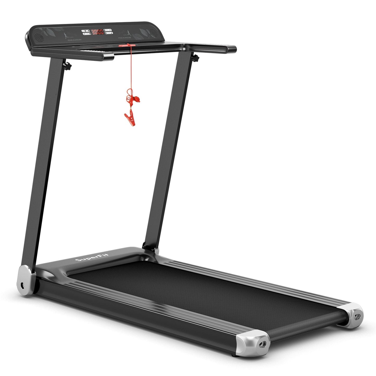 Folding Electric Compact Walking Treadmill with APP Control Speaker-Silver (MAX 198lbs)