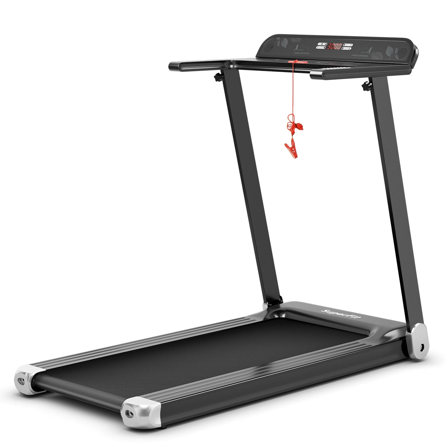 Folding Electric Compact Walking Treadmill with APP Control Speaker-Silver (MAX 198lbs)