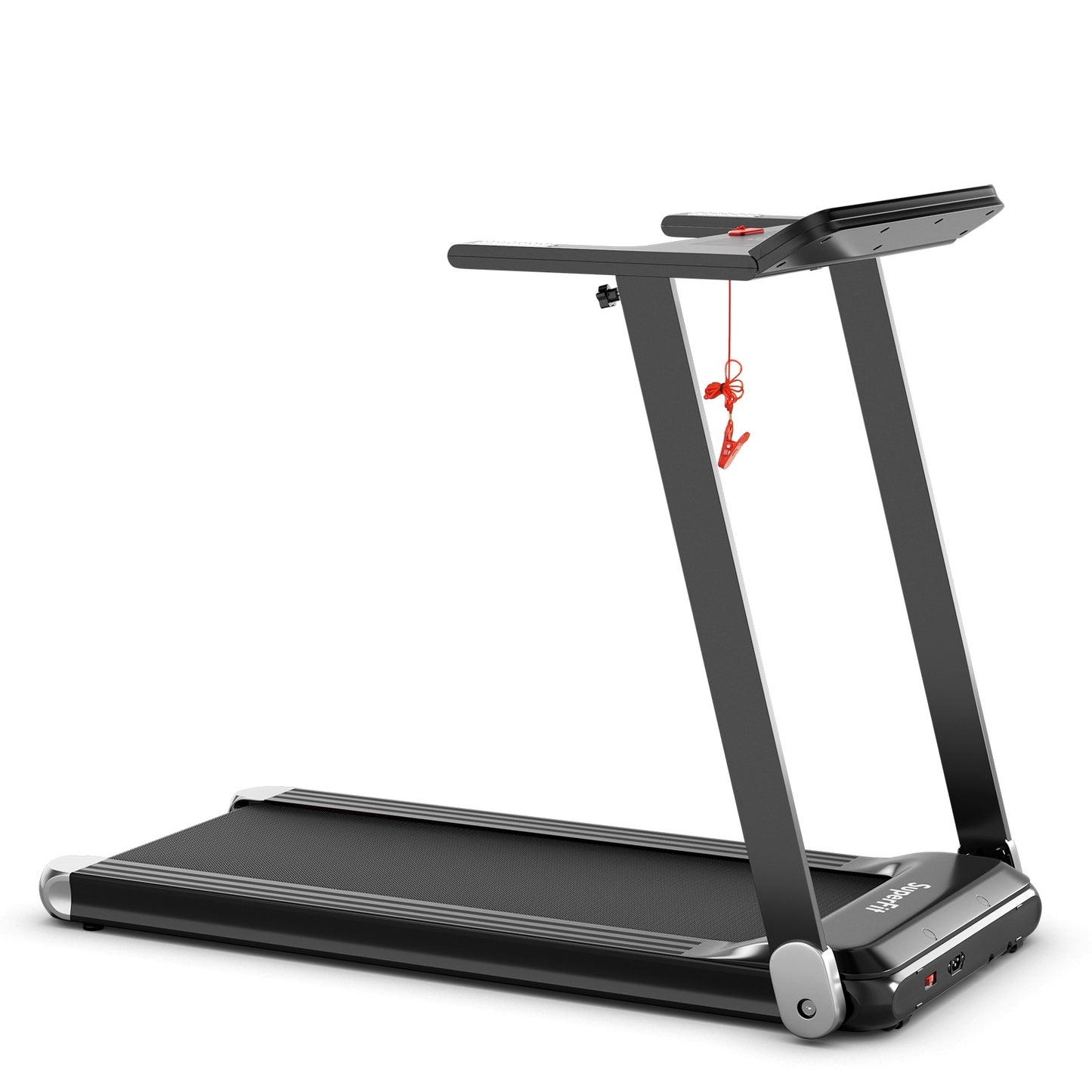 Folding Electric Compact Walking Treadmill with APP Control Speaker-Silver (MAX 198lbs)