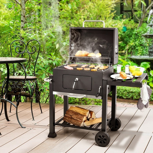 Outdoor Portable Charcoal Grill with Side Table *UNASSEMBLED/IN BOX