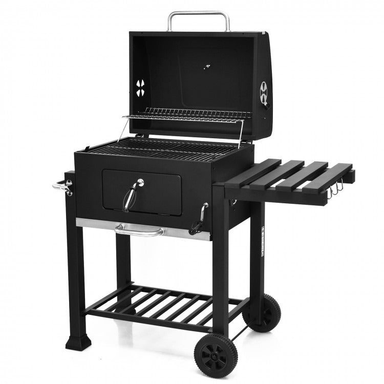 Outdoor Portable Charcoal Grill with Side Table *UNASSEMBLED/IN BOX