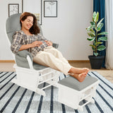 Wood Baby Glider and Ottoman Cushion Set with Padded Armrests for Nursing-Light Gray