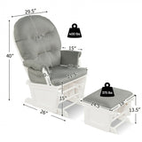 Wood Baby Glider and Ottoman Cushion Set with Padded Armrests for Nursing