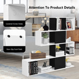 5-Tier Bookshelf Corner Ladder Bookcase with Storage Rack-Black & White