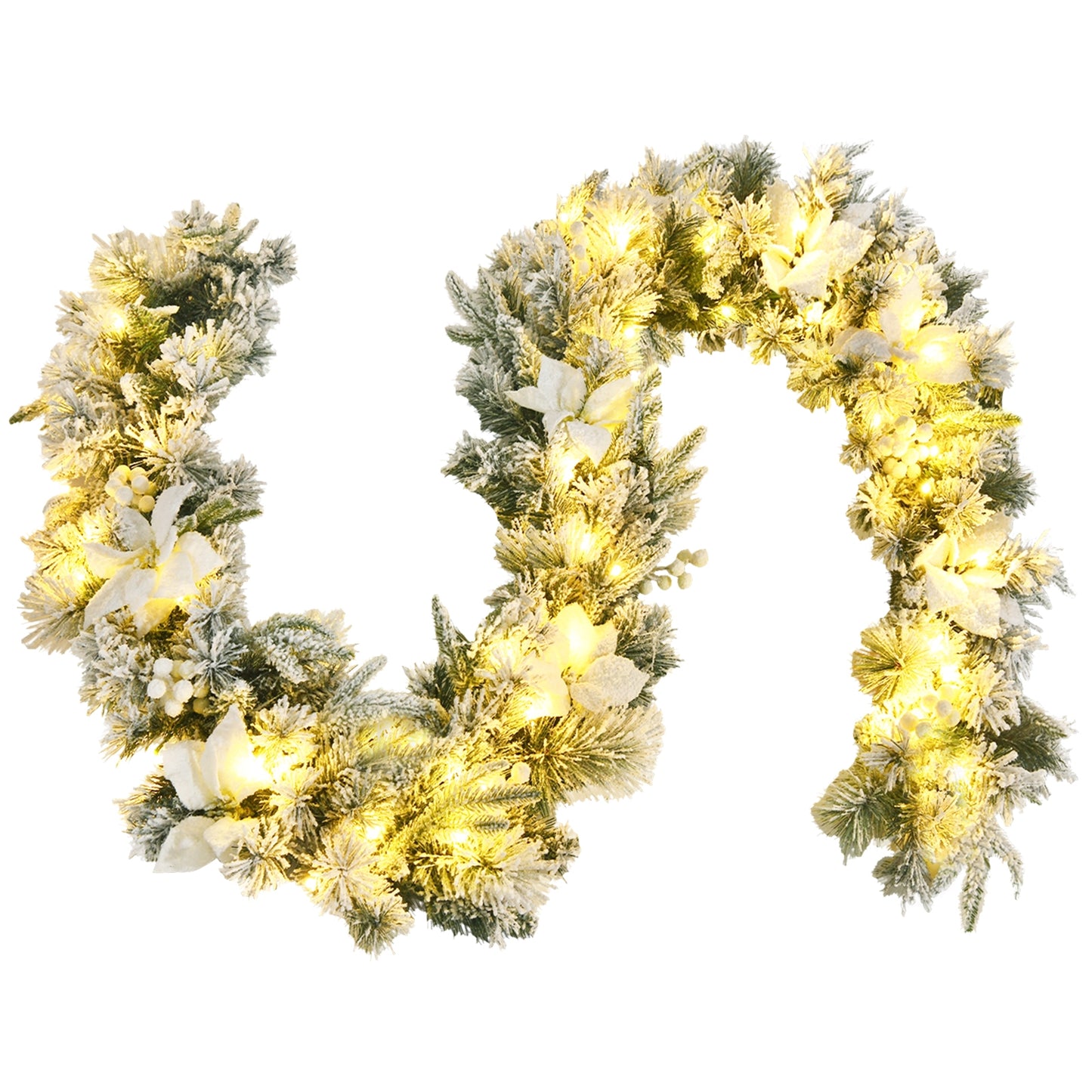 9 Feet Pre-Lit Artificial Christmas Garland with 50 LED Lights, battery