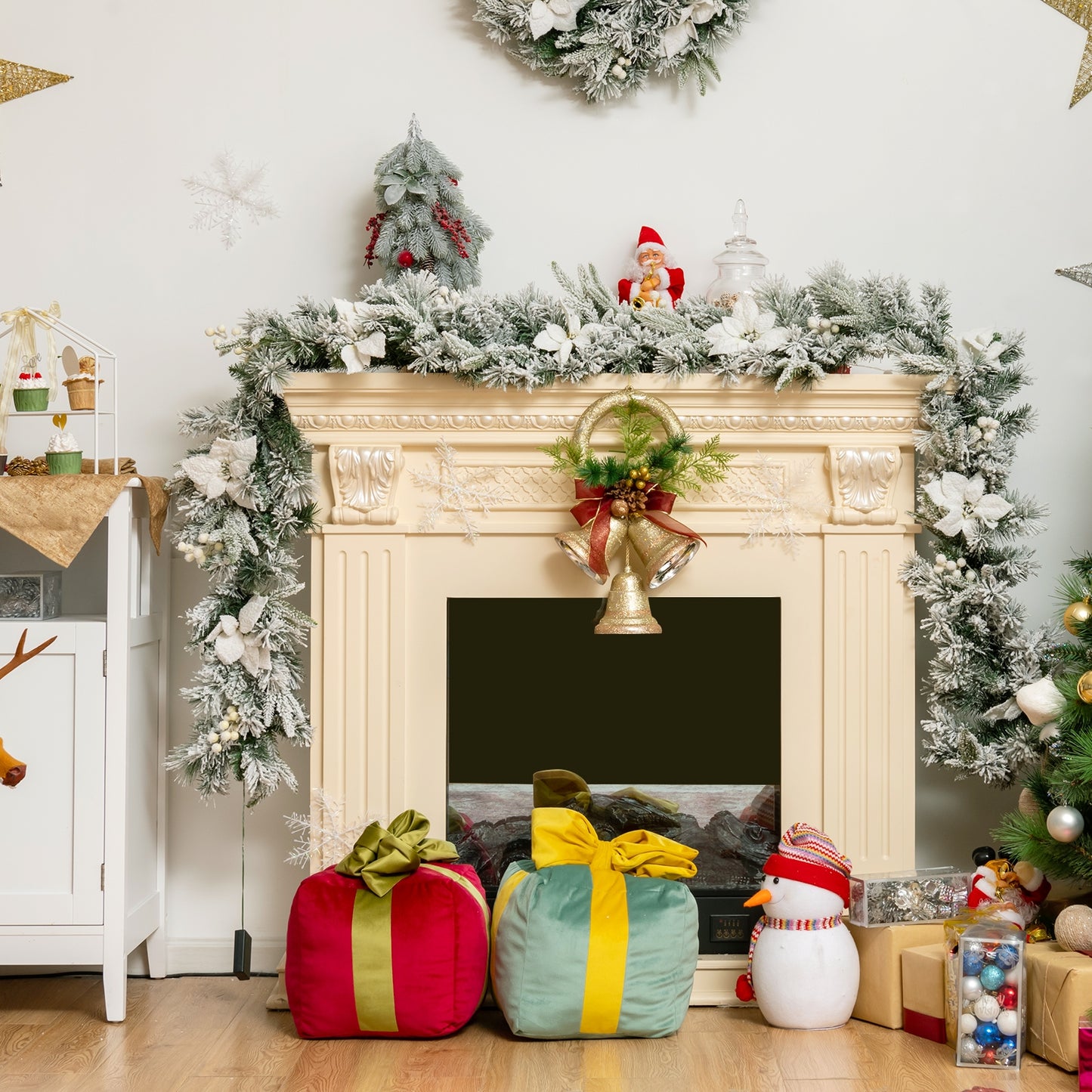9 Feet Pre-Lit Artificial Christmas Garland with 50 LED Lights, battery