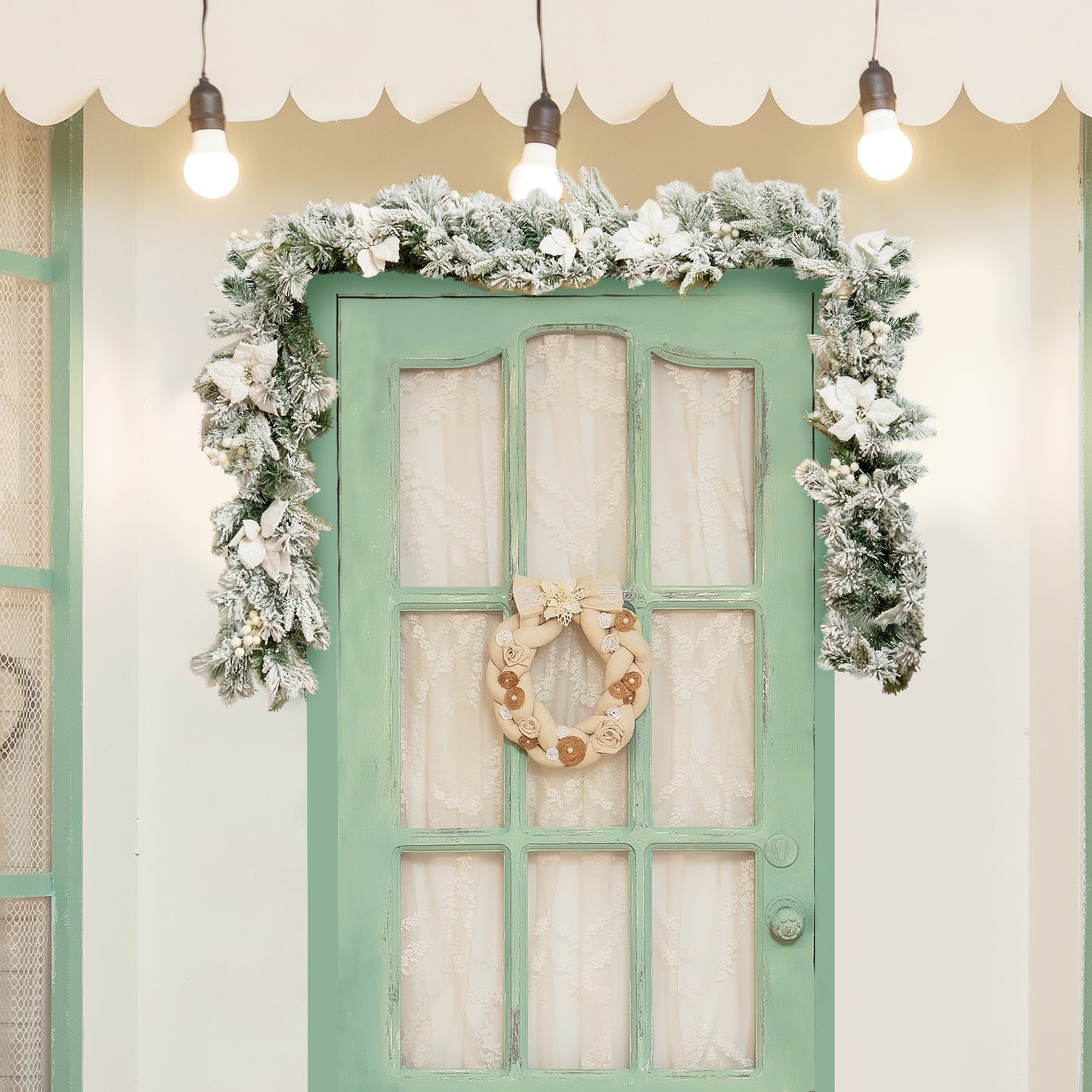 9 Feet Pre-Lit Artificial Christmas Garland with 50 LED Lights, battery