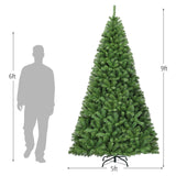 Unlit Premium Artificial Hinged PVC Christmas Tree with Metal Stand-9 ft