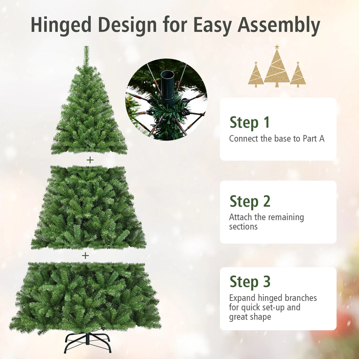 Premium Artificial Hinged PVC Christmas Tree with Metal Stand-6 ft - FINAL SALE