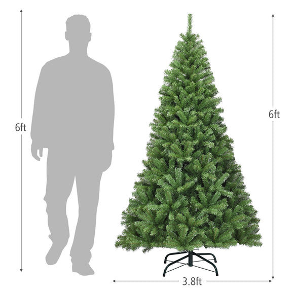 Premium Unlit Artificial Hinged PVC Christmas Tree with Metal Stand-6 ft