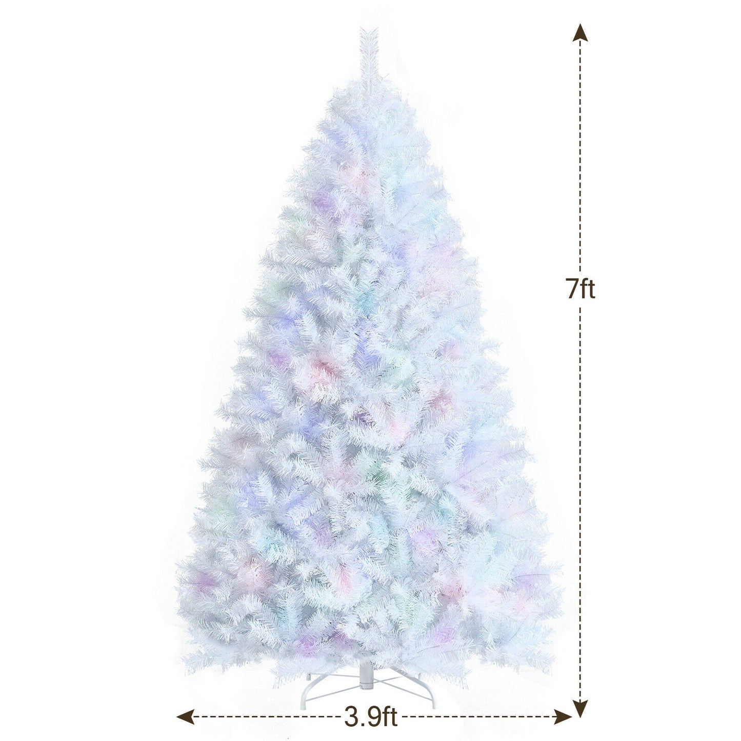 7 Feet White Iridescent Tinsel Artificial Christmas Tree, green stand, SPECIAL