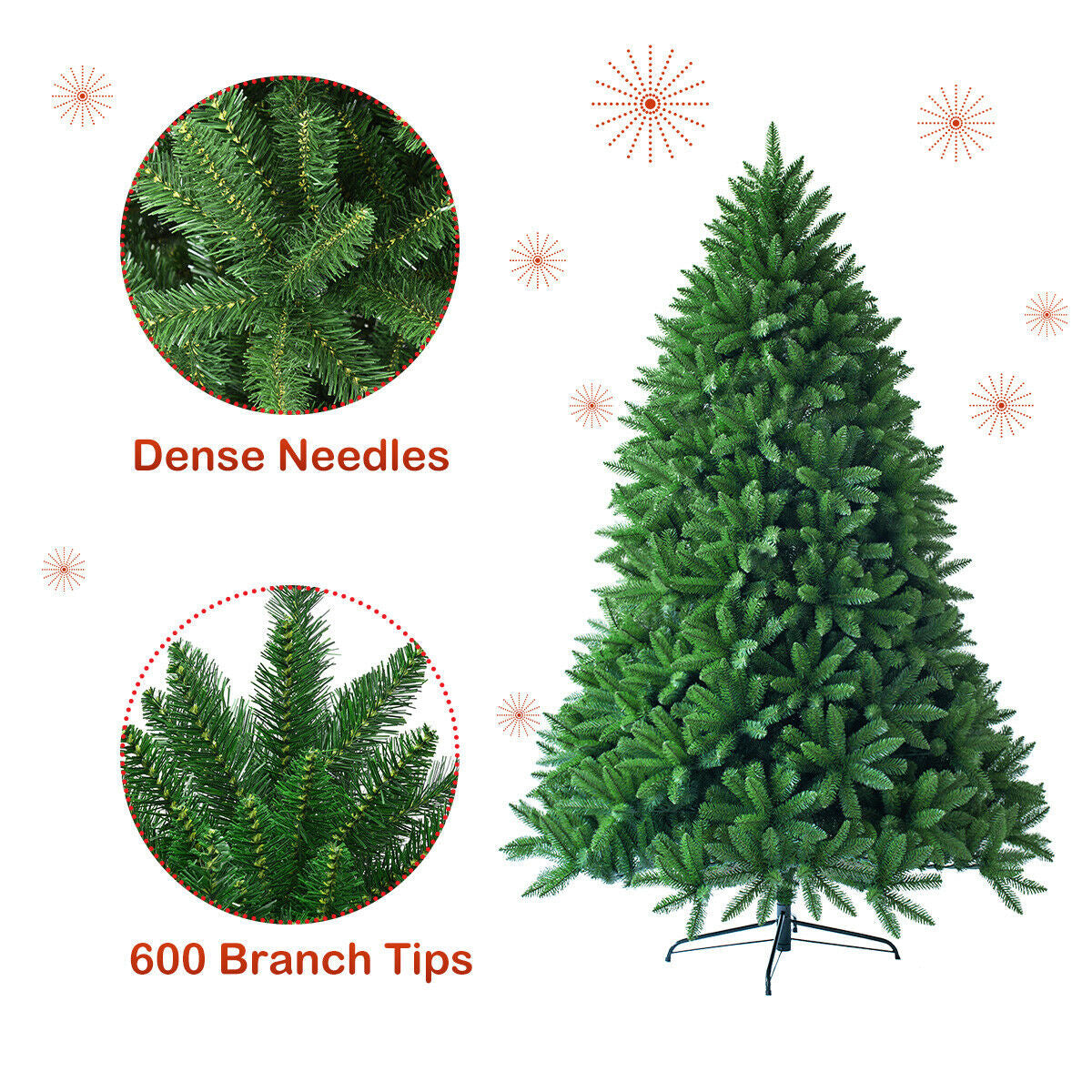 5 Feet Artificial Fir Christmas Tree with 600 Branch Tips