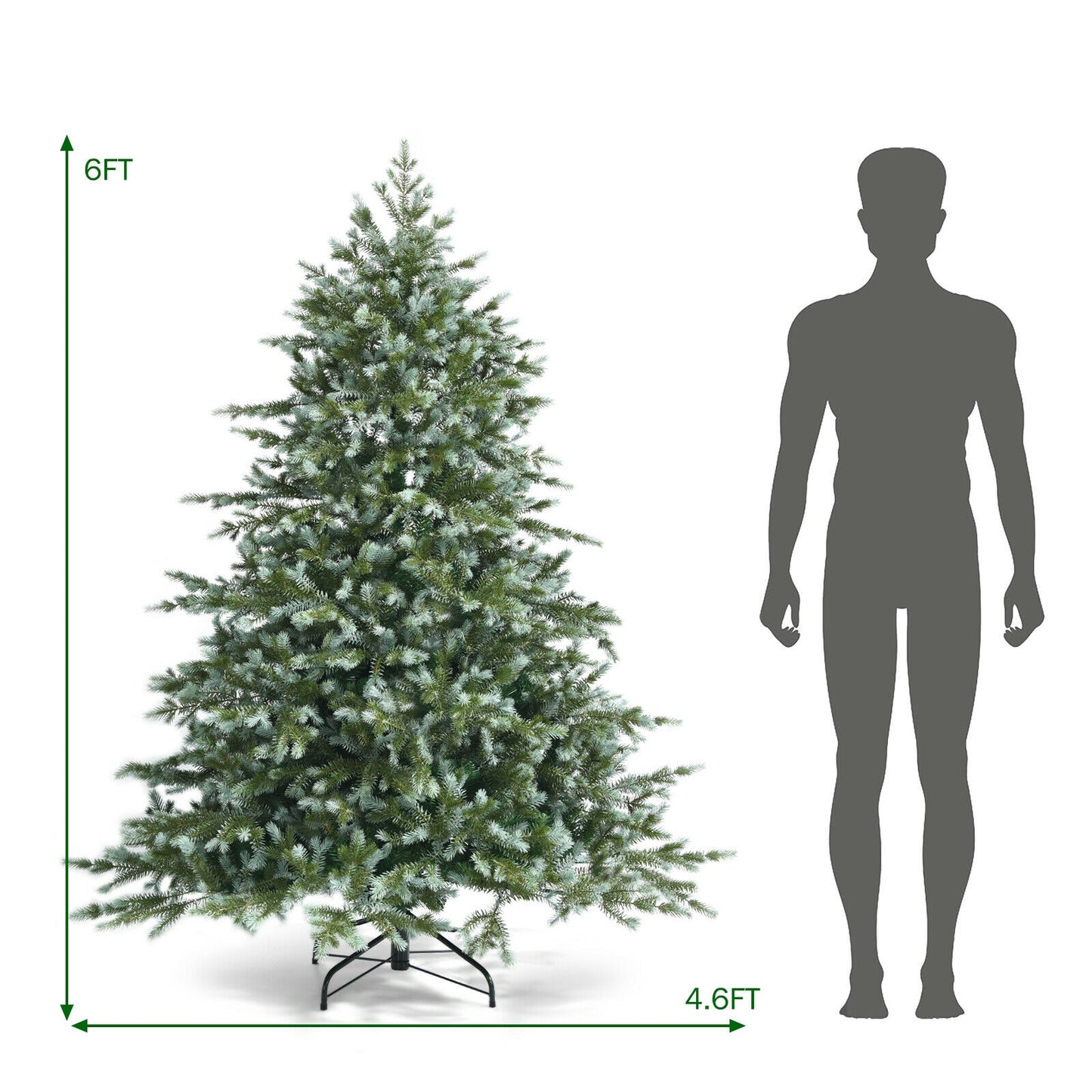 6 Feet Unlit Artificial Christmas Spruce Hinged Tree, very realistic